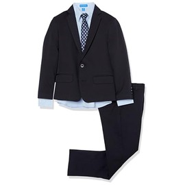 Haggar Boys 4-Piece Suit, Dress Shirt & Tie Set, Navy/Blue, 20 US