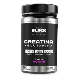 Black Creatina  Glutamina 1 Kg 50 Servicios Varios Sabores