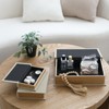 DECOR4SEASON Modern Linen and Wood Decorative Faux Book Boxes Set