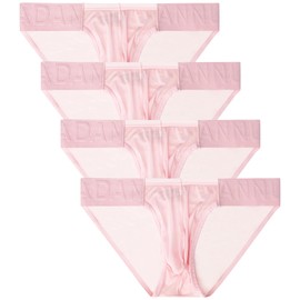 WINDAY Men Briefs Lace Silk Low Rise Bikini Briefs and Breathable Underwear XXL 4-Pack Pink