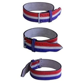 Ader Leather Power Weight Lifting Belt- 4" Red/White/Blue (X Large)