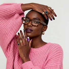 Cyxus 99% Oversized Blue Light Blocking Glasses Women Men Chunky Rectangle Chic Preppy Frame Computer 8143