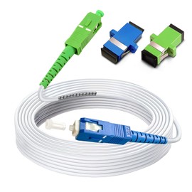 30ft (10 Meters) SM SC/UPC to SC/APC Fiber Optic Patch Cable, Armored Single Mode Patch Cable, Fiber Optic Jumper Optical Patch Cord - SIMPLEX - 9/125um - OS1/OS2 Compatible, LSZH White