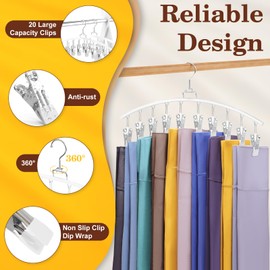 2 Pack Legging Organizer for Closet, Ginyoyo Metal Gym Clothes Organizer w/20 Clips Holds 20 Leggings, Hangers Space Saving, Closet Organizers and Storage, Room Organization Essentials, White