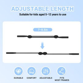 FOFALY Kids Glasses Strap 3Pcs, No Tail Adjustable Anti-slip Eyeglasses Strap, Sunglass Lanyard, Age 5-12 Girls, Boys, Reading Glasses Holders Around Neck, Eyewear Retainer for Sport (Black, 9.5in)