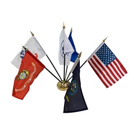 Set of 6 Military 5 Branch Armed Forces Service Miniature Flag - 10X15 CM American Flag Banners for Desk Set - Polyester Small Mini Military Stick Flags - Party Events Celebration Decorations Supplies