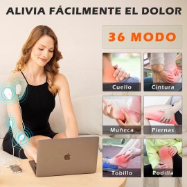 Electroestimulador Muscular Tens 36 Modos 10 Electrodos Tens/ems/massage 2 Canales SIMUKY Plateado