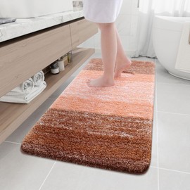 Arotive Microfiber Bathroom Rugs, Shaggy Soft and Absorbent Bath Rug, Non-Slip, Thick Plush Machine Washable Dry Bath Mats for Bathroom, Tub and Shower, 54x24, Orange