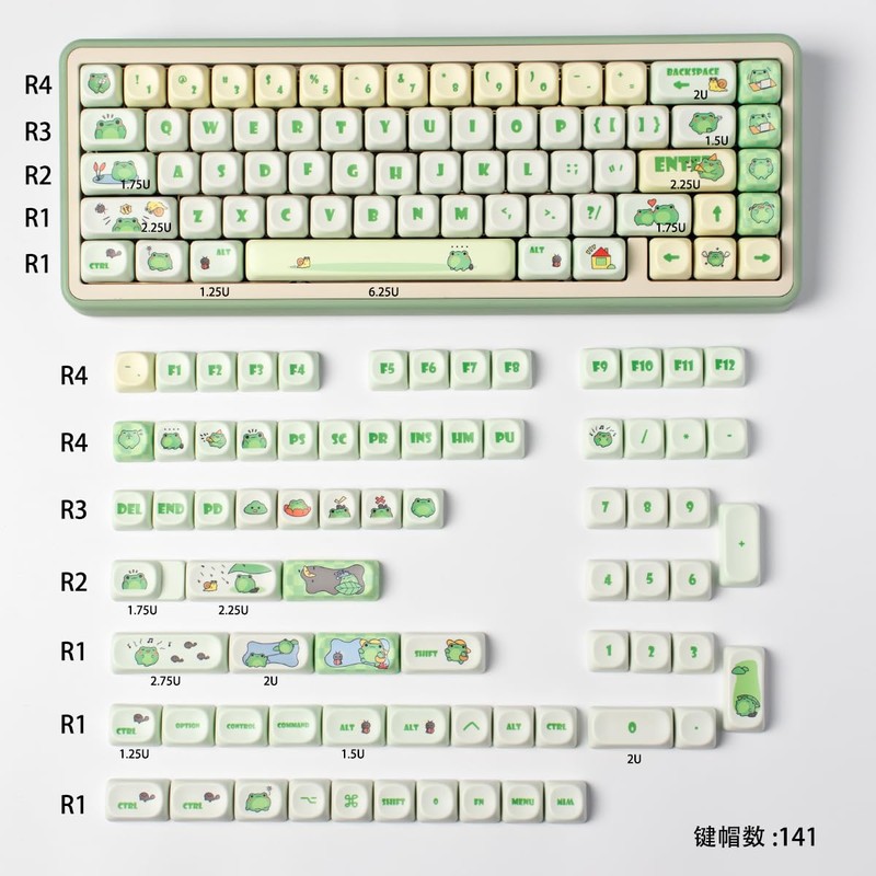 Sumgsn PBT Keycaps, Moa Profile Keycap, Cute Round Kawaii Keyboard