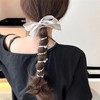 2 PCS Spiraled Telephone Wire Hair Bands Silver Ribbon Bowknot,