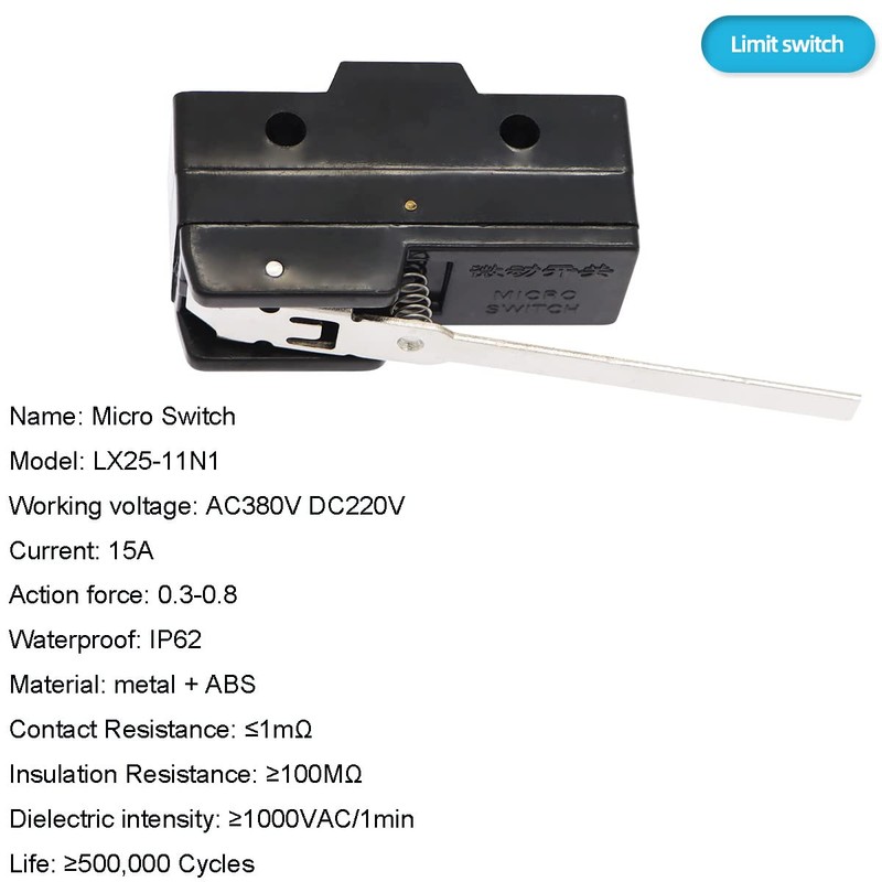 DKARDU 6 pcs LXW5-11N1 Micro Limit Switch 1NO+1NC Long Hinge