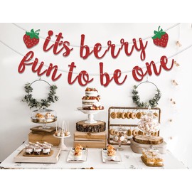 Berry - Banner para el primer cumpleaños, es Berry divertido para ser una bandera, decoración de primer cumpleaños de bayas, decoración de primer cumpleaños de fresa, suministros para fiesta de primer
