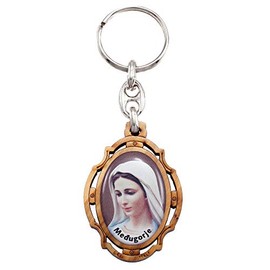RosaryMart Medjugorje Olive Wood Keychain, Catholic Religious Key Ring