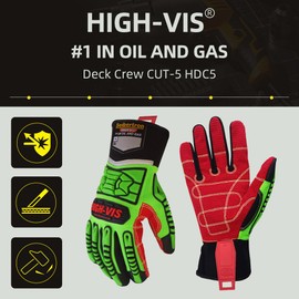 Seibertron HIGH-VIS HDC5 Level 5 Cut Resistant Deckhand Gloves High Performance Protection Impact Resistant Oil and Gas Safety Gloves CE EN388 4544EP S