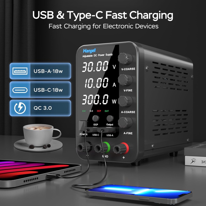 DC Power Supply Variable, 30V 10A Bench Power Supply with