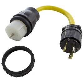 AC WORKS Generator to Transfer Switch 50Amp Inlet Box Adapter (L5-30 30Amp 3-Prong to CS6364 Flexible)