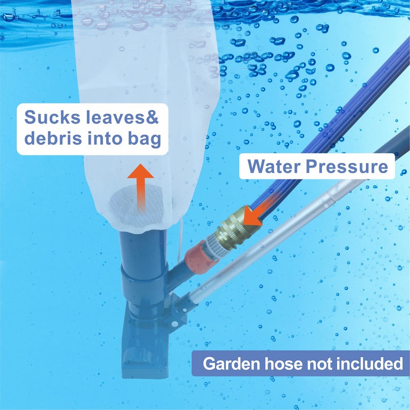 Upgraded Swimming Pool Spa Jet Vacuum Cleaner with Brush &