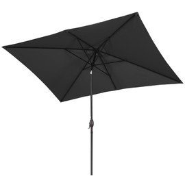 SUNVIVI OUTDOOR 6.5 x 10 Ft Rectangular Patio Umbrella Aluminum Pole, Outdoor Table Market Umbrella with Crank, 6 Steel Ribs, Polyester Canopy, Black