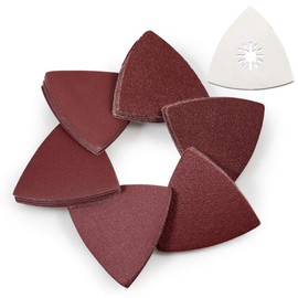 SPEEDWOX 61 Pcs 80mm Triangular Velcro Sanding Discs Stainless Steel Oscillating Sanding Pad Assorted Grits 40/60/80/120/180/240