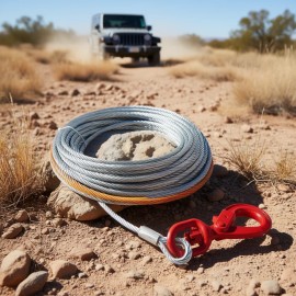 Winch Cable 3/8 Inch X 50 Feet Galvanized Steel Swivel Hook For Suv Off RoadItem Size: 3/8in x 50ft