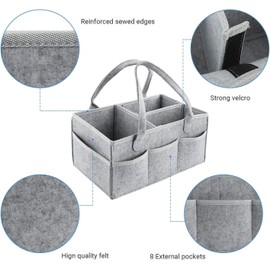 Organizador de Pañales para Bebé,canasta organizadora bebe,cesta de fieltro para almacenamiento de pañales,organizador con múltiples bolsillos y compartimentos flexibles para pañales,toallitas y otros