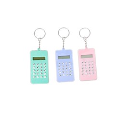 2 Pcs Mini Pocket Calculator Key Ring Tiny Small Portable Mini Electronic Calculator for Office Home Students School Handheld 8-Digit Display (Random Color)