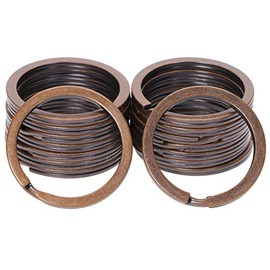 Shapenty Small Round Metal Flat Split Key Ring Chain Keyring for Home Office Car Keys Name Tag Dog Collar Leash DIY Attachment, 16PCS (Copper, 1.2Inch)