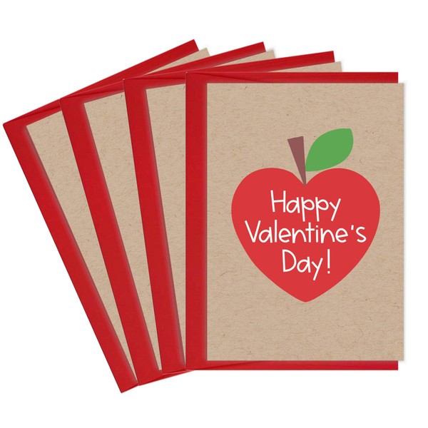Valentine's Day Cards for Teachers | 4 Teacher Valentine Cards with Envelopes | Made in the USA