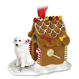 GREAT PYRENEES Dog NEW Resin GINGERBREAD HOUSE Christmas Ornament 75