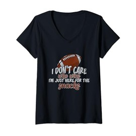 I Don't Care Who Wins I'm Just Here For The Snacks Football V-Neck T-Shirt