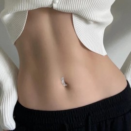 Flower Belly Button Ring Sterling Silver 14G Clicker Belly Button Ring Plumeria Flower Navel Jewelry Gifts for Women