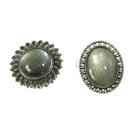 ALL in ONE Brooch Cabochon Set: 10pcs Mixed Style Cabochon Frame Setting Tray Brooch with 10pcs Glass Dome for DIY Jewelry Making Jewelry Making DIY Findings (Antique Silver 20pcs)