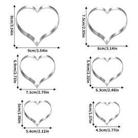 Heart Cookie Cutters Set, 6 Pieces Stainless Steel Cookie Cutters Set, Fondant Cookie Cutters, Cookie Cutter, Stainless Steel Valentine's Day Cookie Cutters for Baking