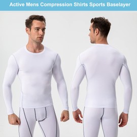 3 Pack Compression Shirts Men Long Sleeve Athletic Workout Tshirt Running Tops Sports Rash Guard Base Layer Undershirt