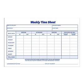 Adams Weekly Time Sheet, 1-Part, 5.5 x 8.5 Inches, Blue/White, 100 Sheets Per Pad, 2 Pack (9507ABF)
