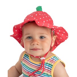 Baby Sun Hat | UPF 50+ Sun Protection All-Day Adjustable Infant 100% Cotton Bucket Hat for Head, Neck & Eyes Strawberry