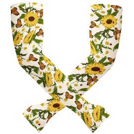 FISHEAL Sun Protection Gardening Sleeves for Women - UV UPF 50+ Sunflowers Cooling Outdoors Arm Sleeves with Thumbholes