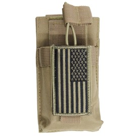 M1Surplus MOLLE TAN Radio Pouch + Patriot Flag Morale Patch This Item Fits Baofeng 5RM UV-5R UV-9R F8HP GT-3TP UV82 UV-S9 UV-9R G11S BTECH DMR-6X2 GMRS MURS V1 V2 Wouxun KG-UV8H KG-UV6D HT Ham Radios