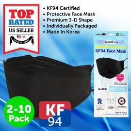 Happy Life Korea Good Day 2~10 KF94 BLACK Face Protective Mask Made in Korea KFDA Approved Adult 4 Layers - 2 PCS MASK
