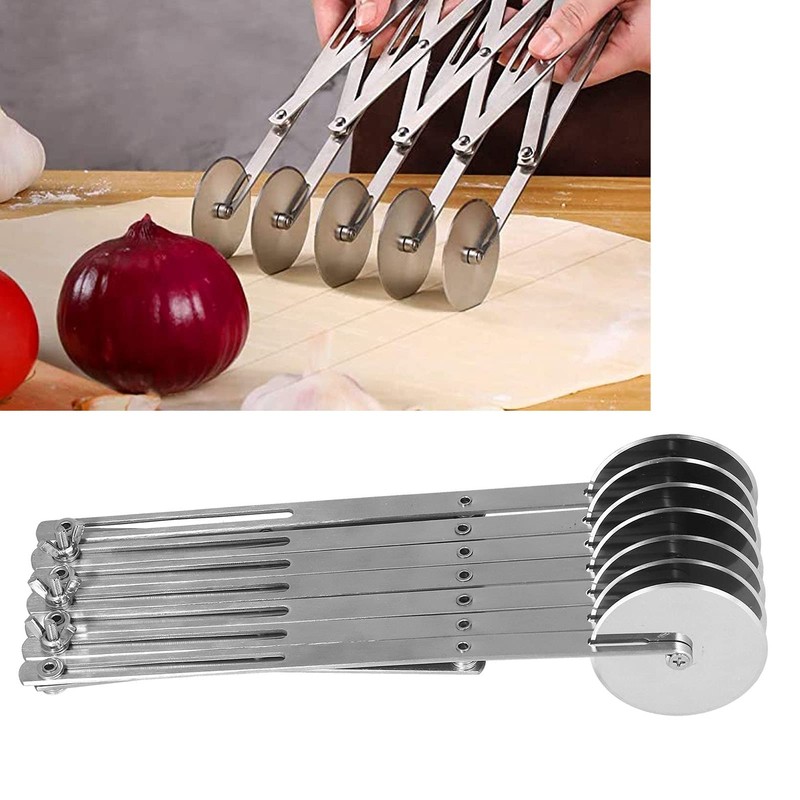 7 Wheel Pastry Cutter, Stainless Pizza Slicer with Adjustable Roller