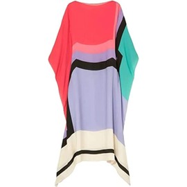 Printed Daily Wear Strip Printed Kaftan for Women,Womenwear Kaftan,Hand Block Printed Dress,Tops,Kaftan for House,Beach and Resort wear 5600, Red, free size