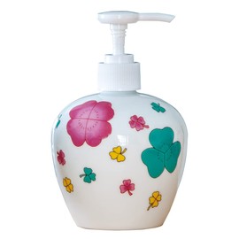 Arita Pottery 802962 Soap Dispenser, Clover Pattern, Width 3.5 x Height 5.4 inches (9 x 13.7 cm), Arita Ware Hand Soap Bottle, 10.1 fl oz (300 ml)