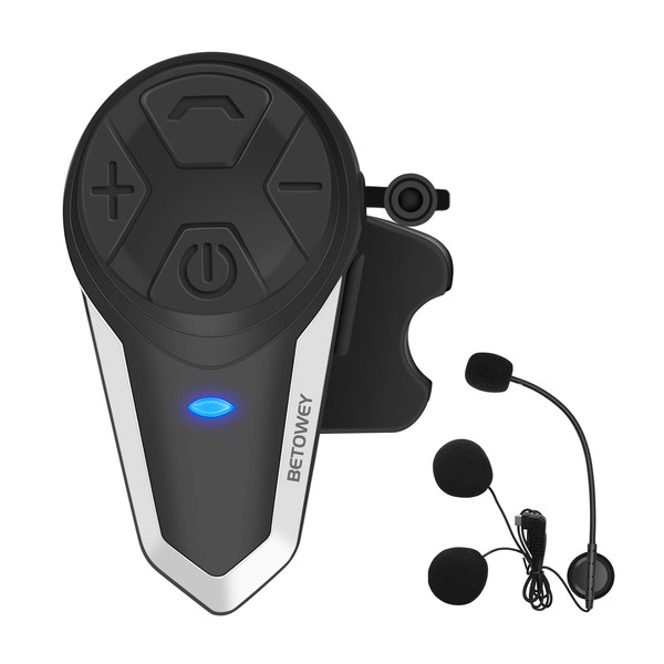 BETOWEY Motorcycle Bluetooth Headset, BT-S3 V5.0 Helmet Communication System 1000m