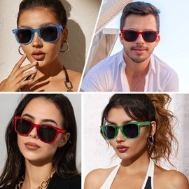 MEETSUN Polarized Sunglasses for Men Women Classic Retro Square Frame Driving Sun Glasses UV400 Protection Red Grey