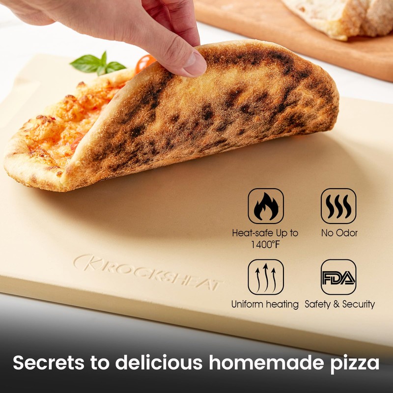 ROCKSHEAT Large Pizza Stone, 16"x14" Rectangular Pizza Stone for Oven