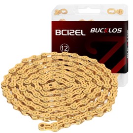 BUCKLOS 6/7/8/9/10/11/12 Speed Bike Chain,Bicycle Chain for Road Bike/E-Bike/Mountain Bike/MTB/Shimano SRAM,Half/Full Hollow Bike Chain Silver/Gold 1/2 x 11/128 Inch 116 Links with Quick Link