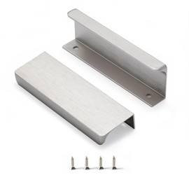Satanga Brushed Nickel Pack of 2 Edge Finger Pull for Cabinets Kitchen Concealed Aluminum Hidden Bar Pulls Drawer Pulls Easy to Install 4.72inch Overall Length