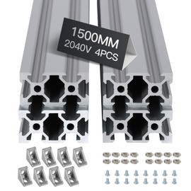 4pcs 1500mm V Slot 2040 Aluminum Extrusion European Standard Anodized Linear Rail for 3D Printer Parts and CNC DIY Silver