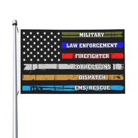No One Fights Alone American First Responders Flag 3X5 Ft Garden Flag Banner Outdoor Indoor Decoration
