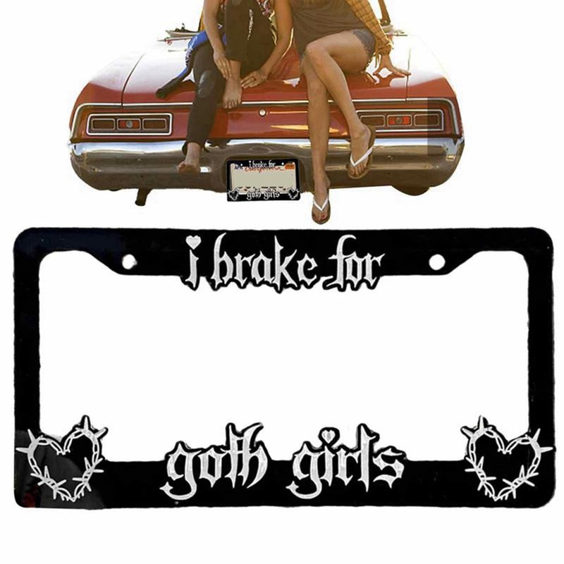 2X Black License Plate Frame Decorative License Brake for Goth
